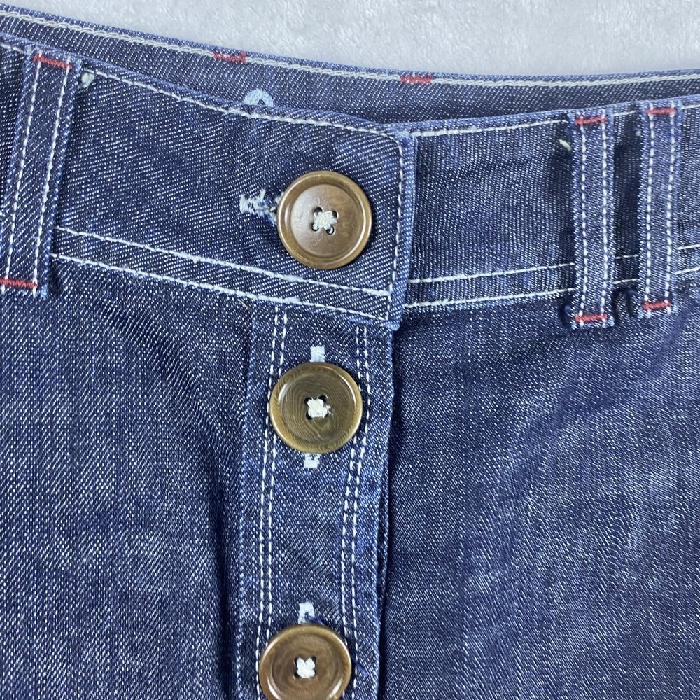 Boden Denim Skirt Sz 10R Blue Knee Length Button Front Pockets - Picture 2 of 11